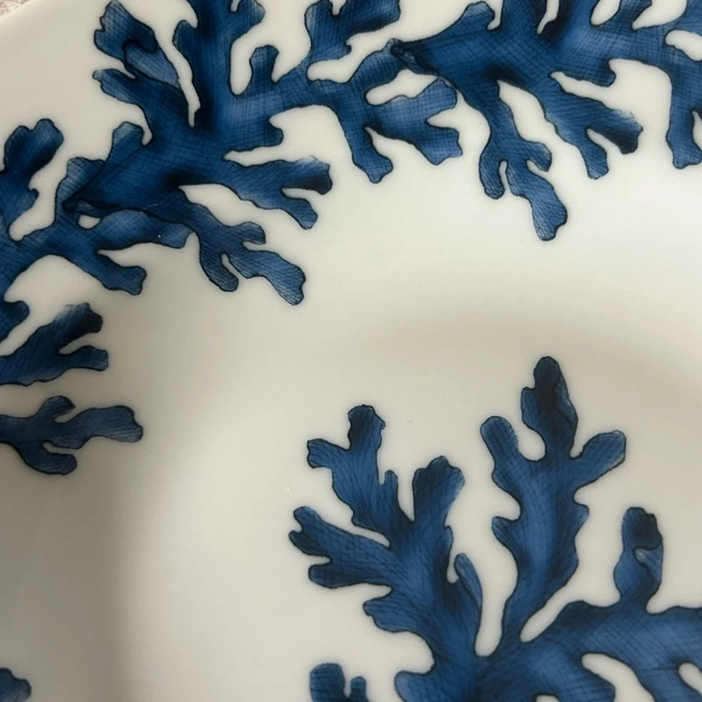 Z Gallerie Blue Coral Porcelain 8” Soup Bowls Set Of 2. Retired HTF.